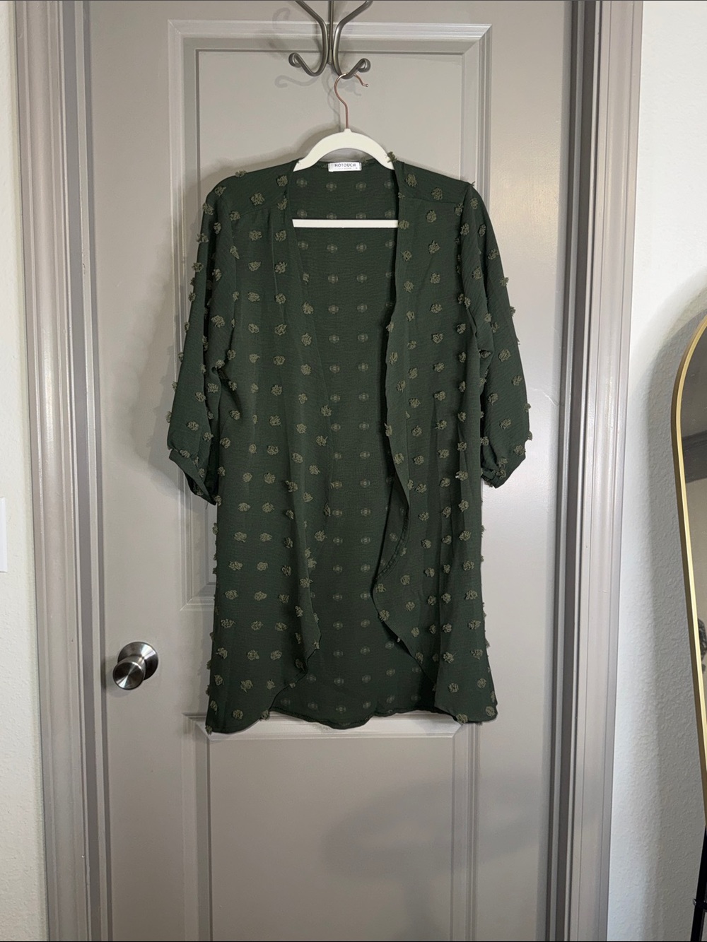 NWOT - Olive Green Open-Front Textured Kimono Cardigan
